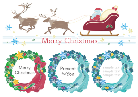Illustration, christmas, santa claus, reindeer, 