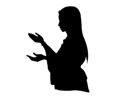 シャーマン1 シャーマン,女性,古来,巫女,神秘性,まじない,スピリチュアル,呪術,ロングヘア,シルエットのイラスト素材