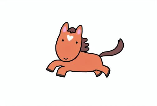 おでこにハートを持つ子馬のかけっこ