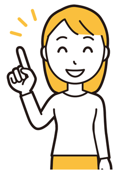  ロングヘア女性(黄)-467-バスト 指差し,ニコニコ,女性,女の子,人物,かわいい,笑顔,嬉しい,楽しい,にっこりのイラスト素材