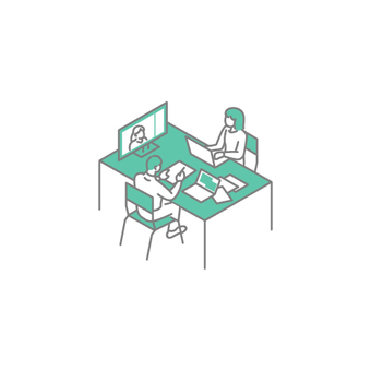 研究、ミーティングのイラスト 研究,ミーティング,会議,リモート会議,人物のイラスト素材