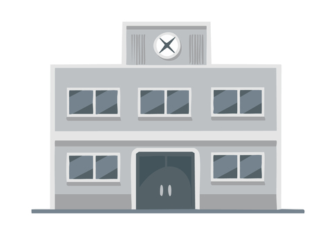 区役所・市役所の建物のイラスト(カラー) 市役所,区役所,事務所,役所,ビル,公務員,裁判所,外観,建物,グレーのイラスト素材