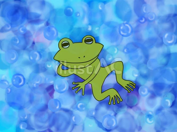 蛙と水滴 カエル,雨,梅雨のイラスト素材