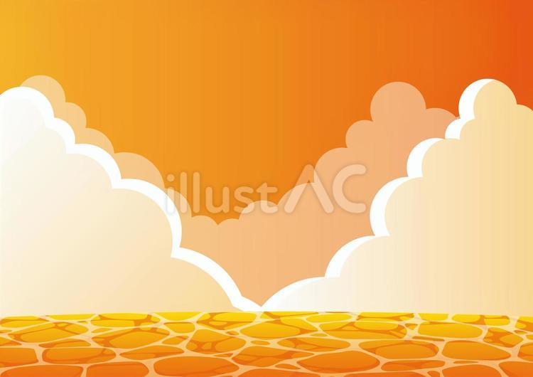 夏の夕暮れの空と海の背景素材 夏,空,夕暮れのイラスト素材