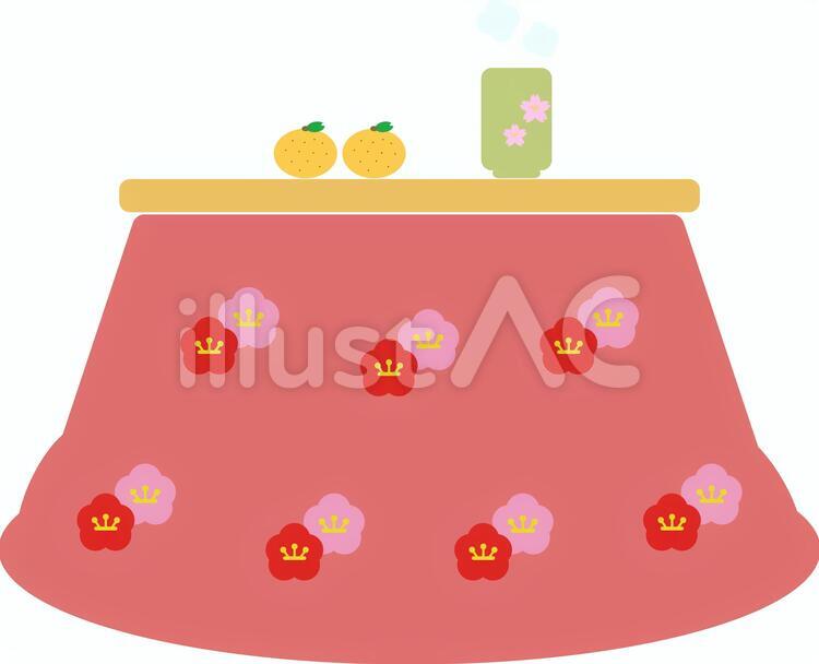こたつ　冬 こたつ,冬,家具のイラスト素材