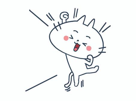 ジャンプして喜ぶ猫
