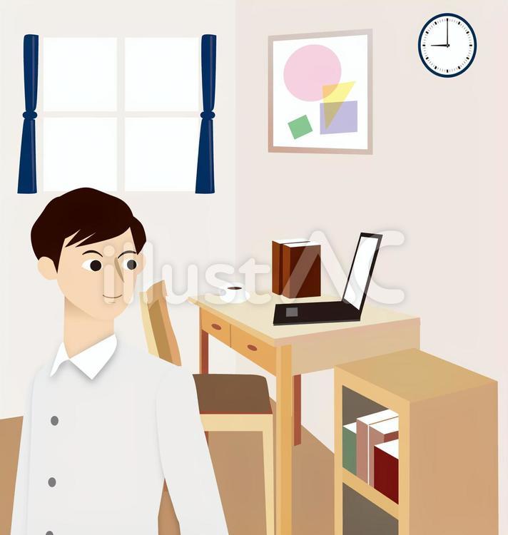 男性　部屋　一人暮らし 男性,部屋,一人暮らしのイラスト素材