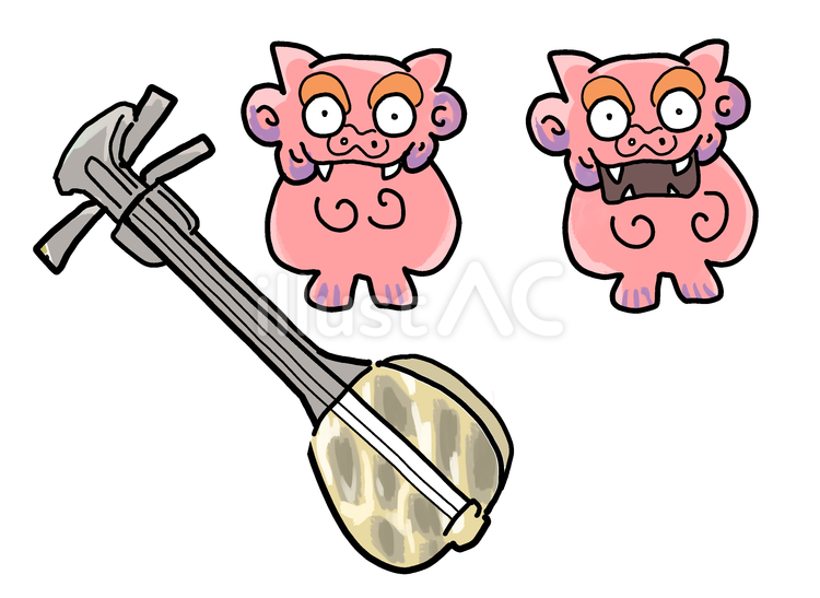 シーサーと三線 シーサー,三線,沖縄のイラスト素材
