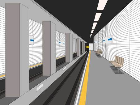 地下鉄ホーム 地下鉄,ホーム,駅,地下,電車,鉄道,路線,通勤,通学,移動のイラスト素材