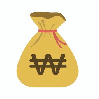 ウォン袋 ウォン袋,ウォン,韓国,金貨袋,外貨,資金,貯金,金,お金,布袋のイラスト素材