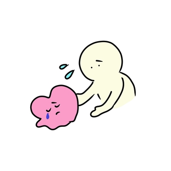 疲れたこころが心配です 心,心配,泣く,ハート,疲れる,気持ち,疲弊,ストレス,落ち込む,悲しいのイラスト素材