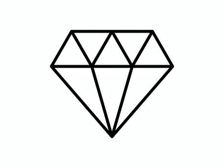 シンプルなダイヤモンド　太線 線,線画,太線,ダイヤモンド,ダイヤ,宝石,シンプル,アイコン,モノクロ,塗り絵のイラスト素材