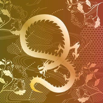 龍渦巻く背景 龍,渦巻く,菊,花,模様,和柄,神秘,高級感,背景のイラスト素材
