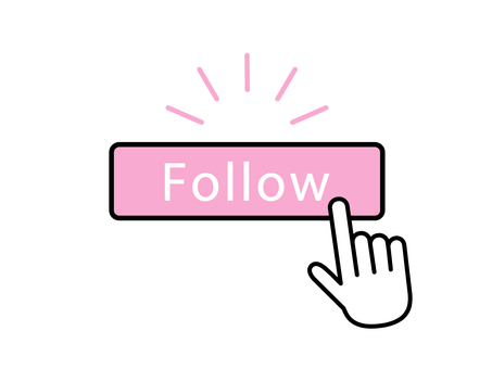 フォローボタンをクリックする人物の手 フォロー,フォロワー,ボタン,クリック,タッチ,押す,アイコン,素材,人,人物のイラスト素材