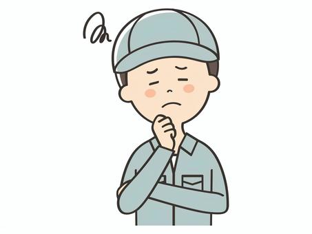 悩む男性作業員 悩む男性作業員 悩む,困る,不安,考える,心配,わからない,不満,男性,男,作業員のイラスト素材