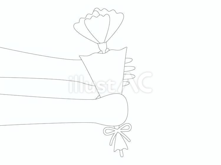 カーネーションを渡す　線画 カーネーション,花,花束のイラスト素材