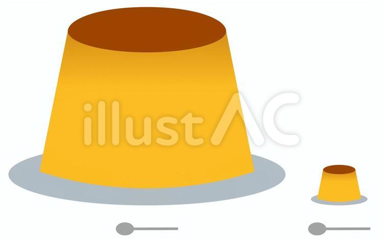巨大プリンと普通プリン 巨大プリン,プリン,甘いのイラスト素材
