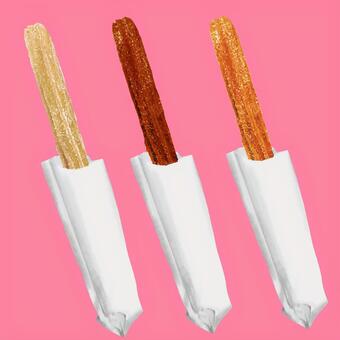 チュロス（袋入り） 食べ物,チュロス,映画館,屋台,遊園地,小麦粉,揚げ物,粉砂糖,スイーツ,チョコのイラスト素材