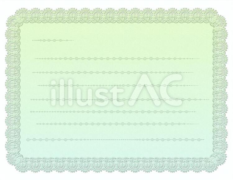 レース縁取りメモ 緑グラデイラスト No 無料イラストなら イラストac