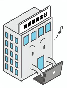 ご機嫌でパソコンを使用する会社 ご機嫌でパソコンを使用する会社 会社,パソコン,業務,使用,使う,音符,ご機嫌,快適,建物,ビルのイラスト素材