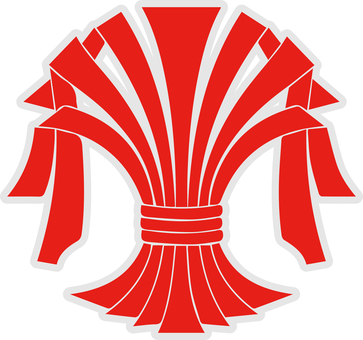 【家紋】一束熨斗・紅白 家紋,マーク,アイコン,和風,日本のイラスト素材