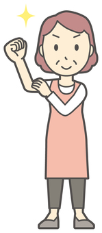  エプロンおばちゃん-175-全身 腕まくり,おばちゃん,エプロン,お母さん,ママ,中年,おばさん,主婦,人物,かわいいのイラスト素材