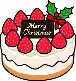 白のホールケーキです。 クリスマス,ケーキ,シンプル,チョコレート,いちご,リボン,スイーツ,ホール,デザート,パーティーのイラスト素材