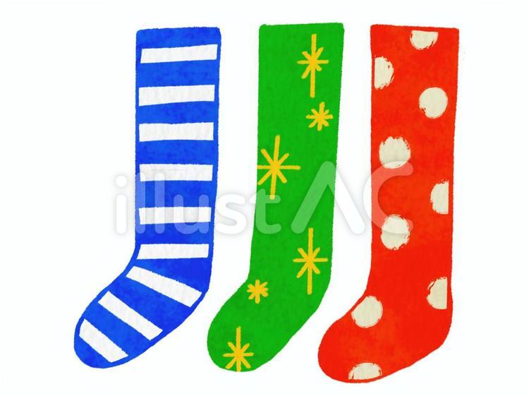 クリスマスカラーのくつした くつした,クリスマス,シマシマのイラスト素材