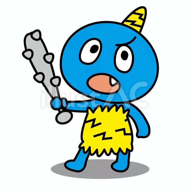 青鬼と金棒 鬼,節分,妖怪のイラスト素材
