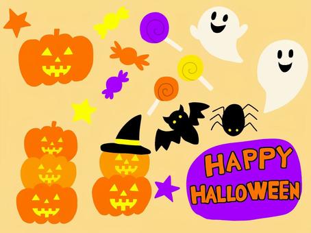ハロウィンセット51 ハロウィン,イベント,行事,秋,10月,かぼちゃ,かわいい,ジャックオーランタン,おばけ,幽霊のイラスト素材