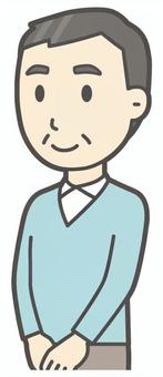 ニット中年男性-009-バスト  ニット中年男性-009-バスト 立つ,おじさん,男性,中年,お父さん,パパ,シニア,ミドルエイジ,人物,かわいいのイラスト素材