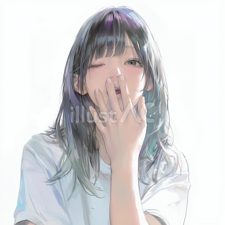 あくびをする女性イラスト - No: 26624681｜無料イラスト・フリー素材なら「イラストAC」