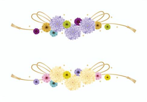 花かざり 正月,しめなわ,花,飾り,年賀,成人式,七五三,和モダン,結婚式,お祝いのイラスト素材