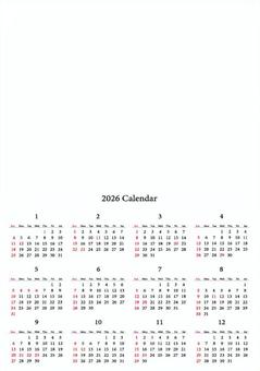カレンダー2026画像配置用 2026,カレンダー,数字,玉,画像配置用,a4サイズのイラスト素材