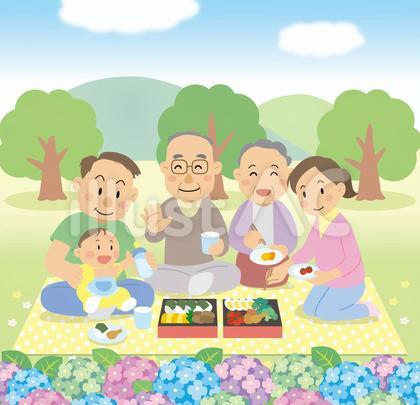 ピクニック 家族 お弁当 イラスト