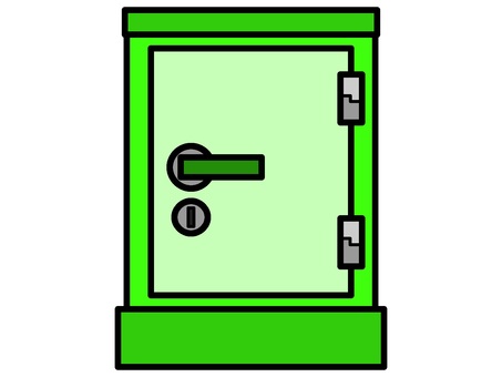 金庫のアイコン『緑』 金庫,保管,管理,道具,ドア,開閉,ドアノブ,鍵穴,モチーフ,カラーのイラスト素材