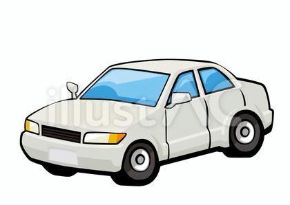 セダンタイプの白い乗用車