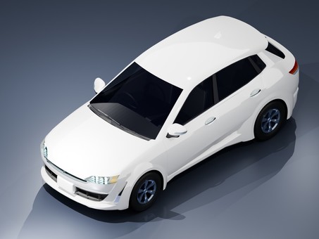 自動車CGアイソメイラスト17_フロント 自動車,乗用車,四輪車,立体,3d,cg,ファミリーカー,普通自動車,俯瞰図,素材のイラスト素材