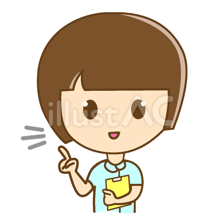看護師が笑顔で説明する指差しポーズ／女性 笑顔,かわいい,検診説明のイラスト素材