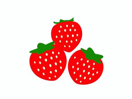 三粒のイチゴ 主線無し イチゴ,苺,赤,三粒,果物,シンプル,主線無しのイラスト素材