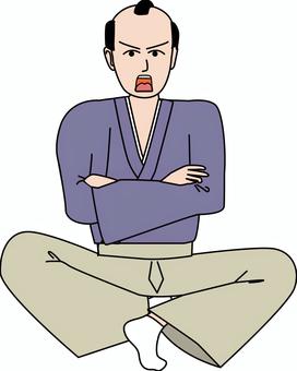 怒鳴る昔の人 怒鳴る,文句,不機嫌,あぐら,座る,表情,若い,着物,昔,男性のイラスト素材