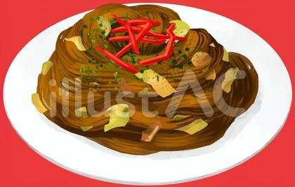 焼きそば 輪郭線なし
