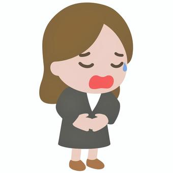 腹痛のOL ol,腹痛,痛み,体調不良,苦痛,仕事,オフィス,職場,不調,健康のイラスト素材