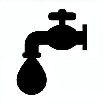 蛇口のイシルエット素材　節水 節水,蛇口,シルエット,水滴,水,水不足,手洗い,省エネ,エコ,エコロジーのイラスト素材