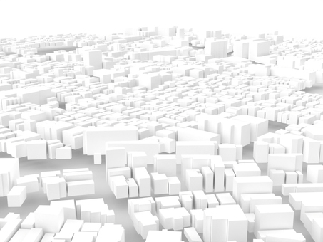 街_立体_白 ３d,パース,ビル,建物,都会,都市,街,高層,道路,都のイラスト素材
