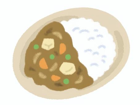 カレーライス カレーライス,ご飯,料理,食べ物,皿,野菜,ルウ,水彩,手描きのイラスト素材