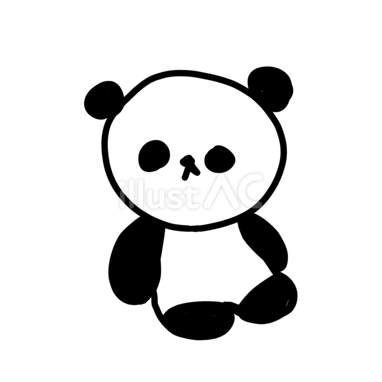 ぱんださん 手描き,ぱんだ,白黒のイラスト素材