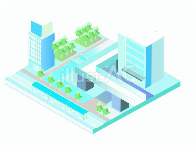 アイソメ調の街 街,建物,ビルのイラスト素材