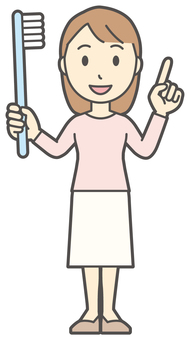  ロングヘア女性-557-全身 歯磨き,女性,女の子,人物,かわいい,虫歯予防,デンタルケア,指導,ガイド,虫歯のイラスト素材