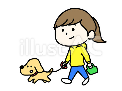 犬の散歩をする女性